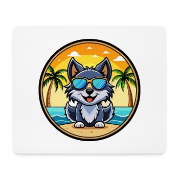 Schipperke Hunderasse Cartoon Sonnenbrille Strand - Mousepad (Querformat) - Weiß - Vorne
