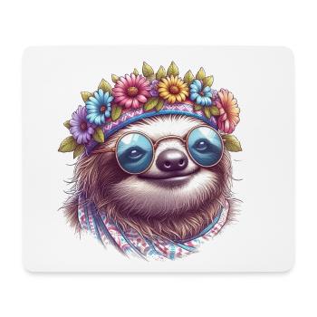 Faultier Hippie - Mousepad (Querformat) - Weiß - Vorne