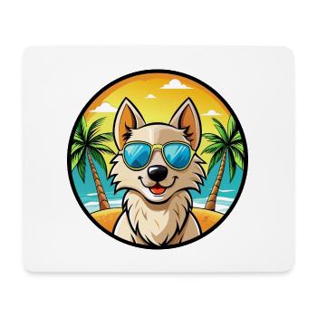 Nordic Spitz Hunderasse Cartoon Sonnenbrille Strand - Mousepad (Querformat) - Weiß - Vorne
