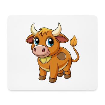 Stier Niedliche Maskottchen Zeichentrickfigur Kawaii - Mousepad (Querformat) - Weiß - Vorne