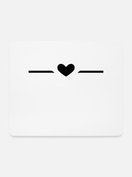 Linie Herz Schwarz - Mousepad (Querformat) - Weiß