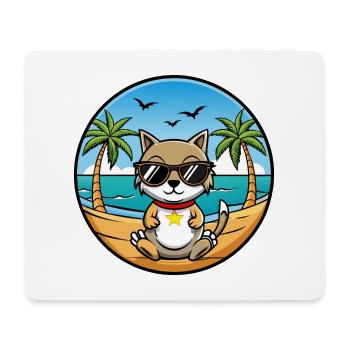 Chypre Chat Race Dessin Animé Lunettes De Soleil Plage - Tapis de souris (format paysage) - blanc - Devant