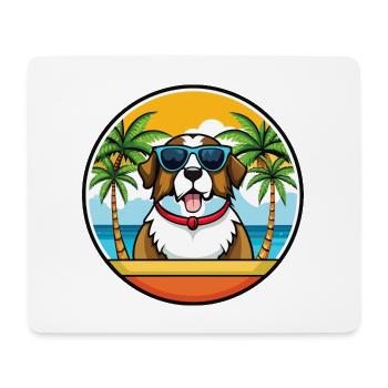 Bernhardiner Hunderasse Cartoon Sonnenbrille Strand - Mousepad (Querformat) - Weiß - Vorne