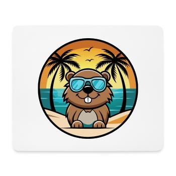 Biber Lustige Cartoon Sommer Strand Sonnenbrille Cool - Mousepad (Querformat) - Weiß - Vorne
