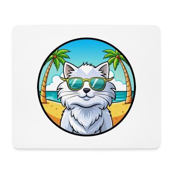 Weiße Langhaarkatze Persische Katzenrasse Cartoon Strand - Mousepad (Querformat) - Weiß - Vorne