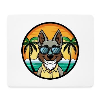 Georgischer Schäferhund Hunderasse Cartoon Sonnenbrille Strand - Mousepad (Querformat) - Weiß - Vorne