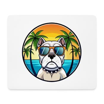Bouledogue américain race dessin animé lunettes de soleil plage - Tapis de souris (format paysage) - blanc - Devant