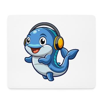 Wal Lustige Zeichentrickfigur Kopfhörer Musik - Mousepad (Querformat) - Weiß - Vorne