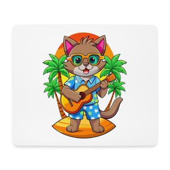 Drôle Chat Dessin Animé Plage D’été Lunettes De Soleil Guitare - Tapis de souris (format paysage) - blanc - Devant