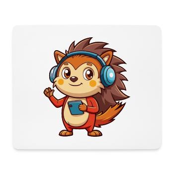Igel Lustige Zeichentrickfigur Kopfhörer Musik - Mousepad (Querformat) - Weiß - Vorne