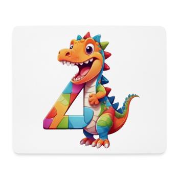 DINO 4 JAHRE DINOSAURIER NUMMER 4. GEBURTSTAG - Mousepad (Querformat) - Weiß - Vorne