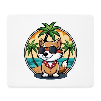 Kai Ken Hunderasse Cartoon Sonnenbrille Strand - Mousepad (Querformat) - Weiß - Vorne