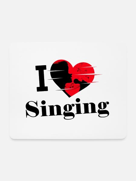 I love Singing - Herz mit Sängerin Silhouette - Mousepad (Querformat) - Weiß