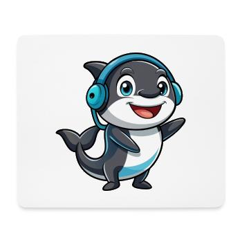 Orca Lustige Zeichentrickfigur Kopfhörer Musik - Mousepad (Querformat) - Weiß - Vorne