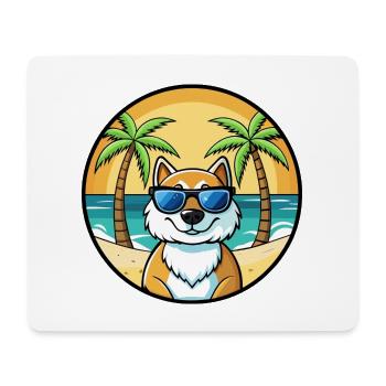 Grönland Hunderasse Cartoon Sonnenbrille Strand - Mousepad (Querformat) - Weiß - Vorne