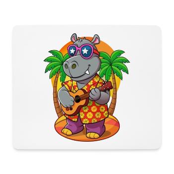Lustige Nilpferd Cartoon Sommer Strand Sonnenbrille Gitarre - Mousepad (Querformat) - Weiß - Vorne