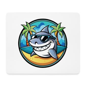 Shark Funny Cartoon Summer Beach Sunglasses Cool - Mouse Pad (horizontal) - white - Front