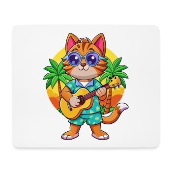 Drôle Chat Dessin Animé Plage D’été Lunettes De Soleil Guitare - Tapis de souris (format paysage) - blanc - Devant