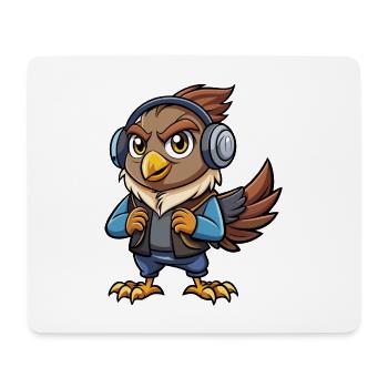 Hawk Funny Cartoon Character Musique de casque - Tapis de souris (format paysage) - blanc - Devant