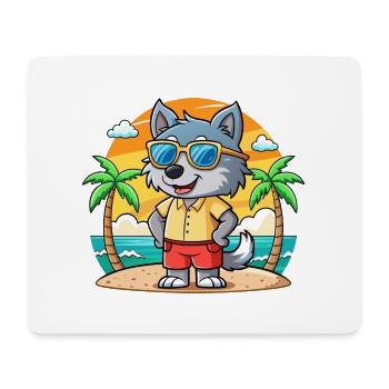 Wolf Lustige Cartoon Sommer Strand Sonnenbrille - Mousepad (Querformat) - Weiß - Vorne