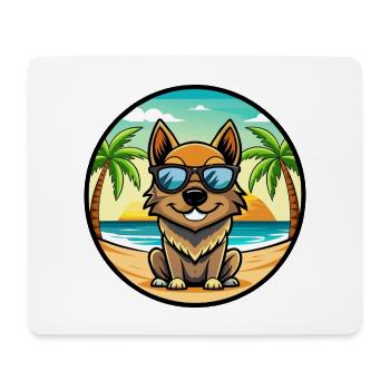 Black Tan Dog Breed Cartoon Sunglasses Beach - Mouse Pad (horizontal) - white - Front