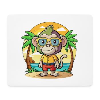 Pavian Lustige Cartoon Sommer Strand Sonnenbrille - Mousepad (Querformat) - Weiß - Vorne