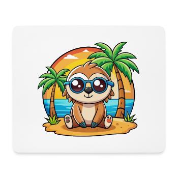 Faultier Lustige Cartoon Sommer Strand Sonnenbrille - Mousepad (Querformat) - Weiß - Vorne