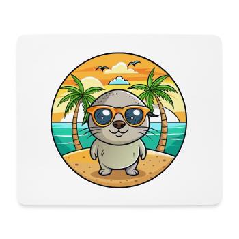 Lunettes de soleil de plage d’été de dessin animé drôle de phoque - Tapis de souris (format paysage) - blanc - Devant