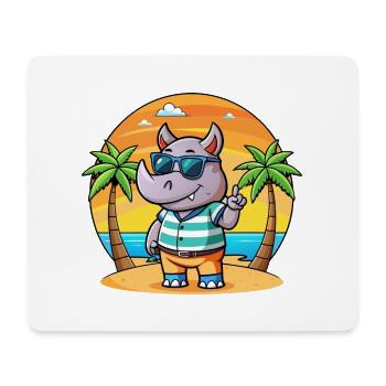Rhino Lustige Cartoon Sommer Strand Sonnenbrille - Mousepad (Querformat) - Weiß - Vorne