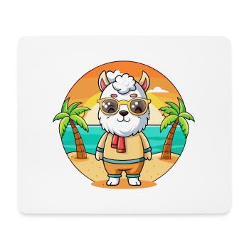 Lama Lustige Cartoon Sommer Strand Sonnenbrille - Mousepad (Querformat) - Weiß - Vorne