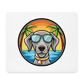 Weimaraner Hund Rasse Cartoon Sonnenbrille Strand - Mousepad (Querformat) - Weiß - Vorne