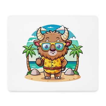 Bison Lustige Cartoon Sommer Strand Sonnenbrille - Mousepad (Querformat) - Weiß - Vorne