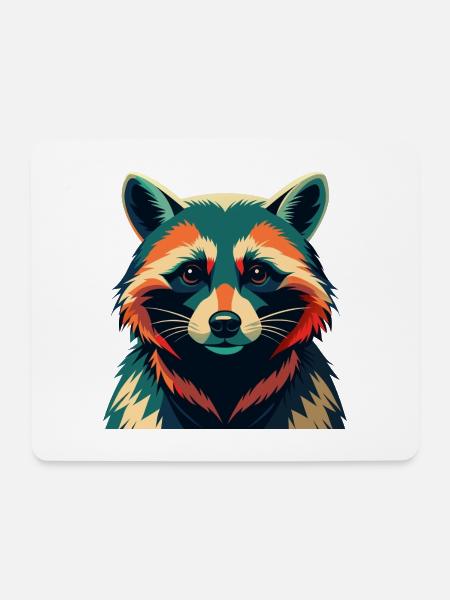 Waschbär Cartoon Figur Buntes Haustier Tier - Mousepad (Querformat) - Weiß