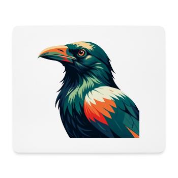 Crow Cartoon Character Colorful Pet Animal - Mouse Pad (horizontal) - white - Front