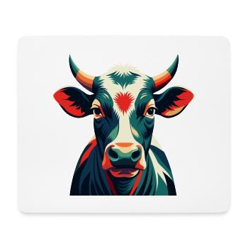 Kuh Cartoon Figur Buntes Haustier Tier - Mousepad (Querformat) - Weiß - Vorne
