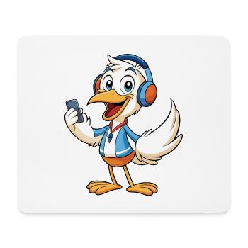Pelican Funny Cartoon Character Musique de casque - Tapis de souris (format paysage) - blanc - Devant