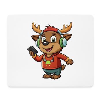Elch Lustige Zeichentrickfigur Kopfhörer Musik - Mousepad (Querformat) - Weiß - Vorne