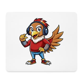 Hawk Funny Cartoon Character Musique de casque - Tapis de souris (format paysage) - blanc - Devant