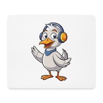 Gans Lustige Zeichentrickfigur Kopfhörer Musik - Mousepad (Querformat) - Weiß - Vorne