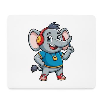 Elefant Lustige Zeichentrickfigur Kopfhörer Musik - Mousepad (Querformat) - Weiß - Vorne