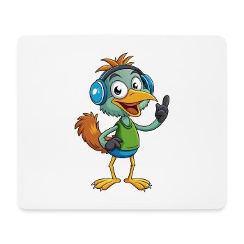 Emu Lustige Zeichentrickfigur Kopfhörermusik - Mousepad (Querformat) - Weiß - Vorne