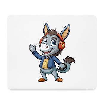 Esel Lustige Cartoon Figur Kopfhörer Musik - Mousepad (Querformat) - Weiß - Vorne
