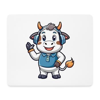 Kuh Lustige Cartoon Figur Kopfhörer Musik - Mousepad (Querformat) - Weiß - Vorne