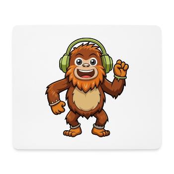 Big Foot Lustige Cartoon Figur Kopfhörer Musik - Mousepad (Querformat) - Weiß - Vorne