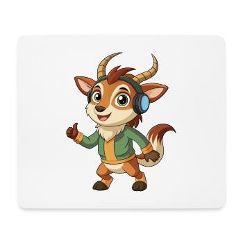Antilope Lustige Cartoon Figur Kopfhörer Musik - Mousepad (Querformat) - Weiß - Vorne