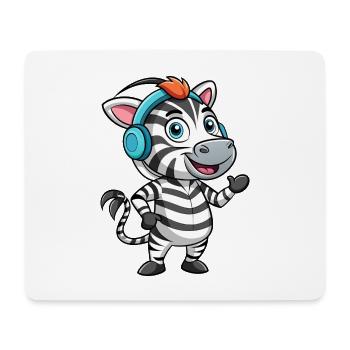 Zebra Lustige Zeichentrickfigur Kopfhörer Musik - Mousepad (Querformat) - Weiß - Vorne
