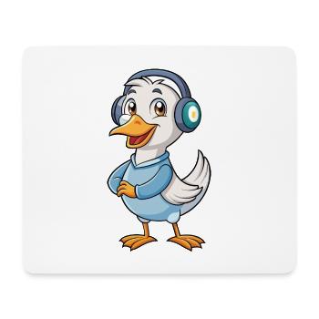 Gans Lustige Zeichentrickfigur Kopfhörer Musik - Mousepad (Querformat) - Weiß - Vorne