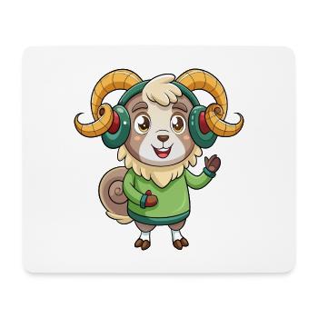 Ram Lustige Zeichentrickfigur Kopfhörer Musik - Mousepad (Querformat) - Weiß - Vorne