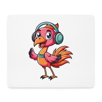 Flamingo Lustige Zeichentrickfigur Kopfhörer Musik - Mousepad (Querformat) - Weiß - Vorne