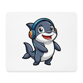 Orca Funny Cartoon Character Headphone Music - Mouse Pad (horizontal) - white - Front